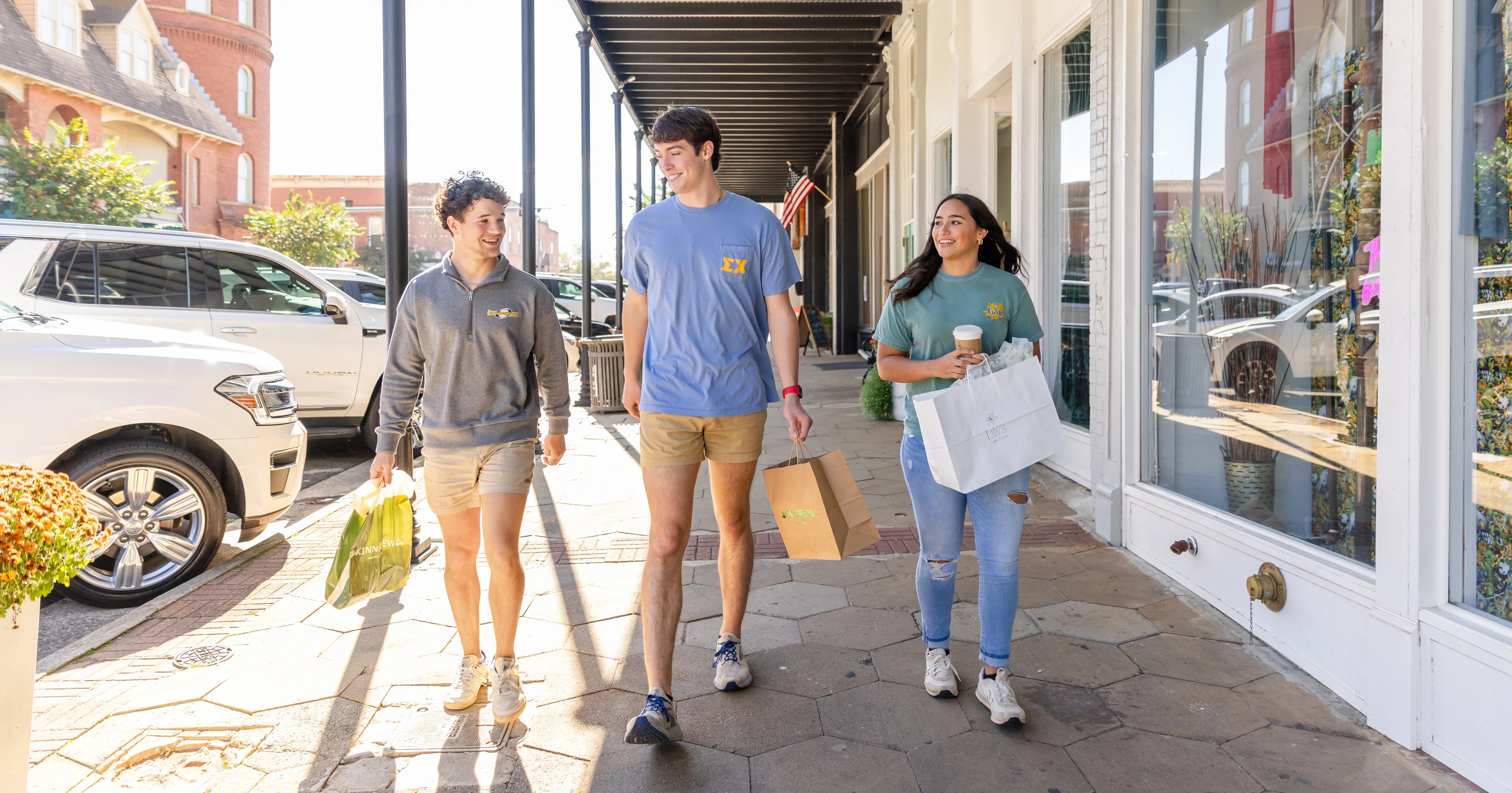 GSW students walking in Historic Downtown Americus